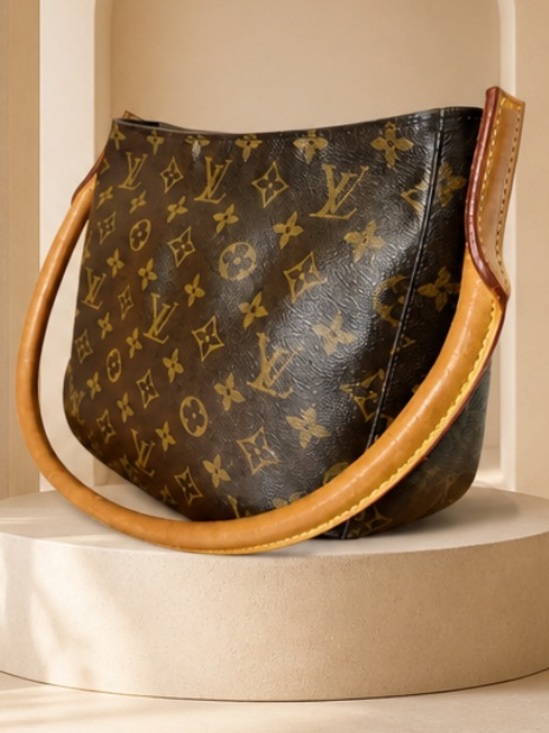 Louis Vuitton Handbags - Louis Vuitton Medium Looping Brown and Tan Monogram Shoulder Bag.
